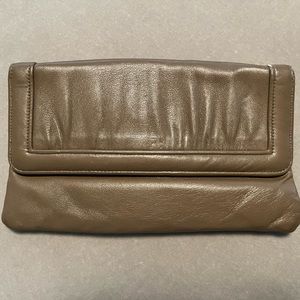 Genuine leather clutch with optional chain strap